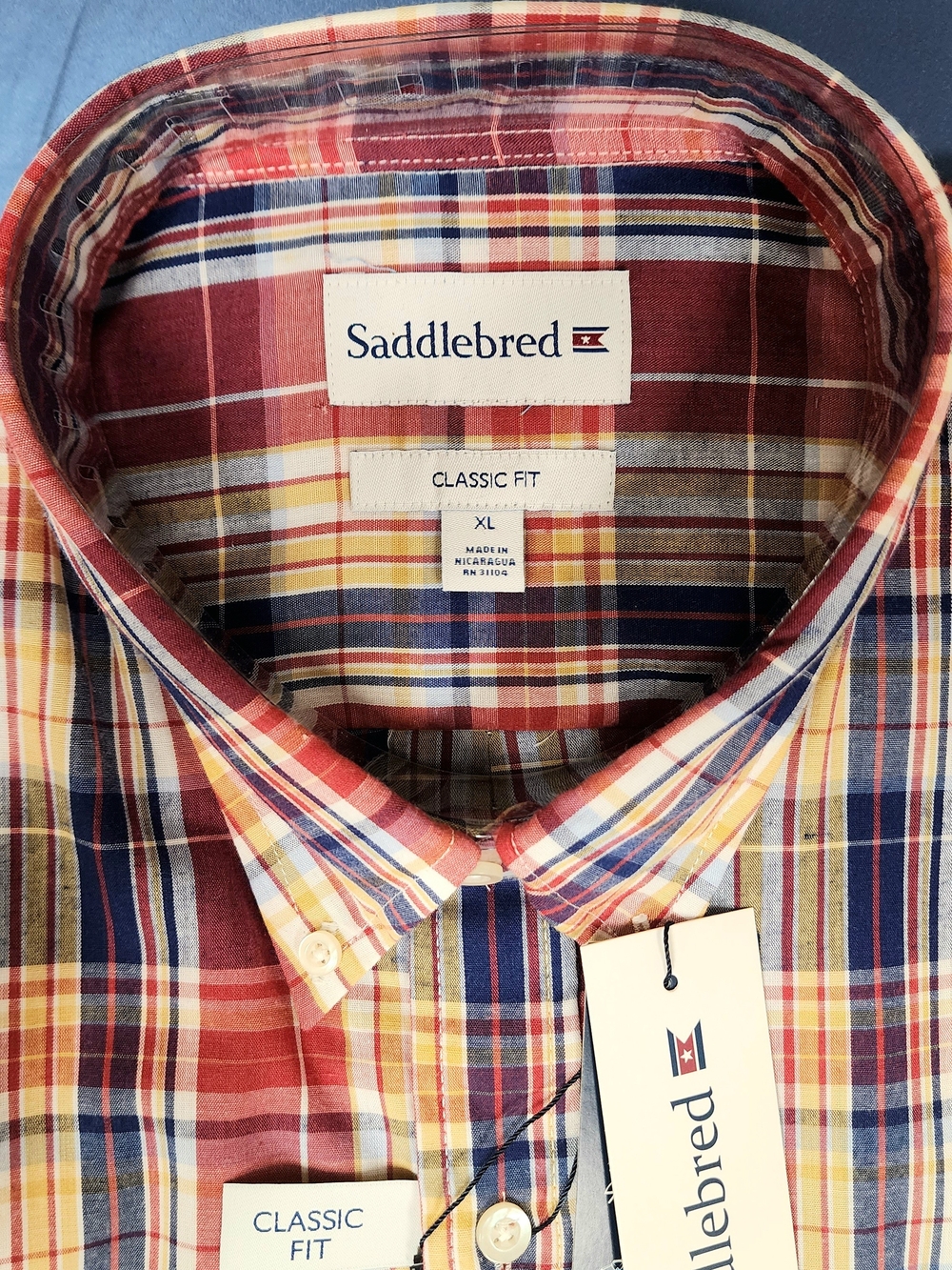 Saddlebred Multicolor Plaid Button-Down Shirt Suze XL